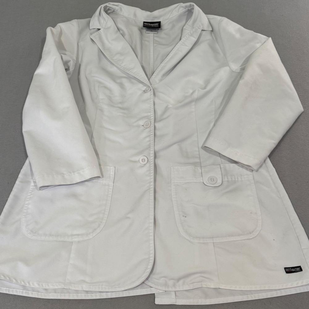 Grey's Anatomy Lab Coat Women XL White Professional Button Front Medical Jacket